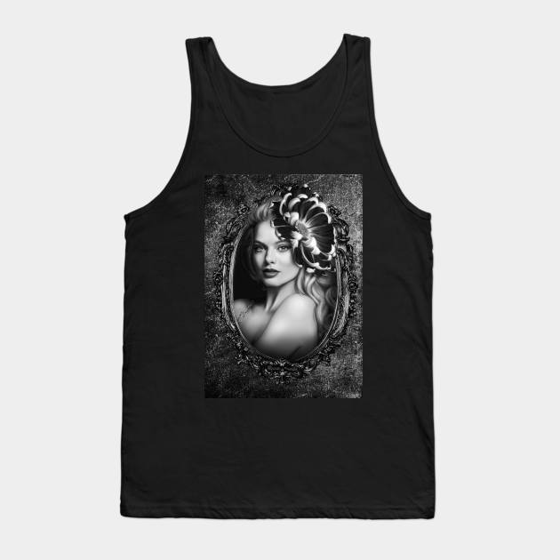 Dark Black and white black lips SHADE OF GRAYS, BEAUTIFUL girl portrait artwork Tank Top by Relaxing Art Shop